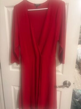 torrid Red Wrap-Style Long Sleeve Midi Dress